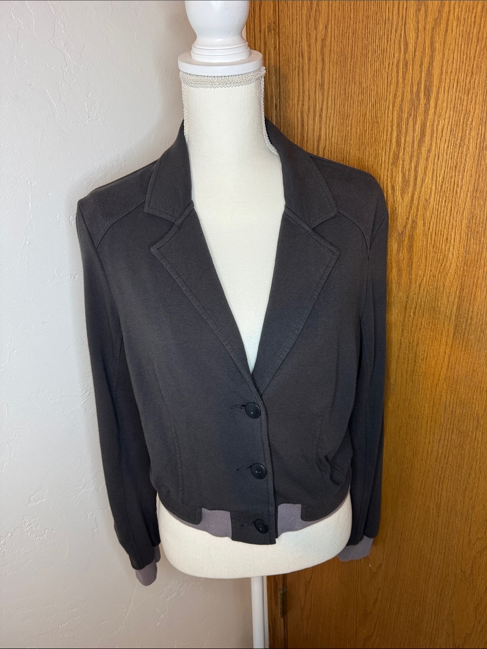 Allihop Anthropologie charcoal knit blazer jacket M
